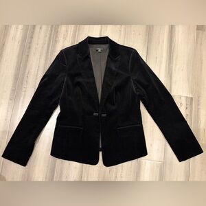 Ann Taylor Black Velvet Single-Button Blazer
